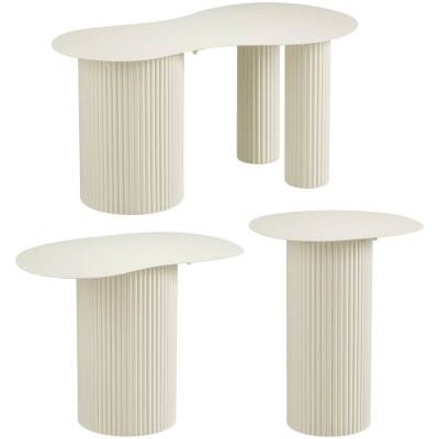 Bijzettafel Lux - Gebroken wit - organisch - set van 3