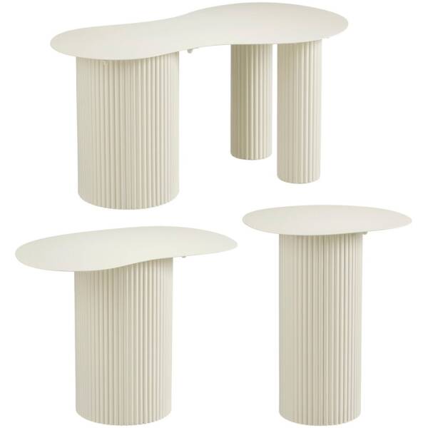 Meubels 9 Bijzettafel Lux - Gebroken wit - organisch - set van 3