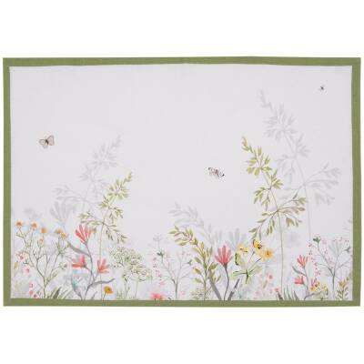 Placemats - wit bloemen - 48x33 cm - Set van 6