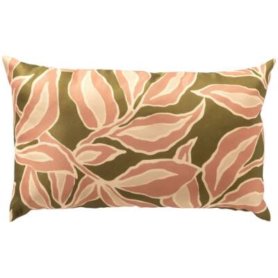 Textino - ELARA buitenkussen - Bladmotief roze/groen/beige - 30x50 cm