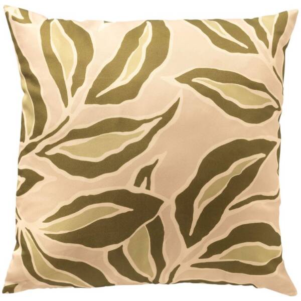 Outdoor 28 Textino - ELARA buitenkussen - Bladmotief beige/groen - 45x45 cm