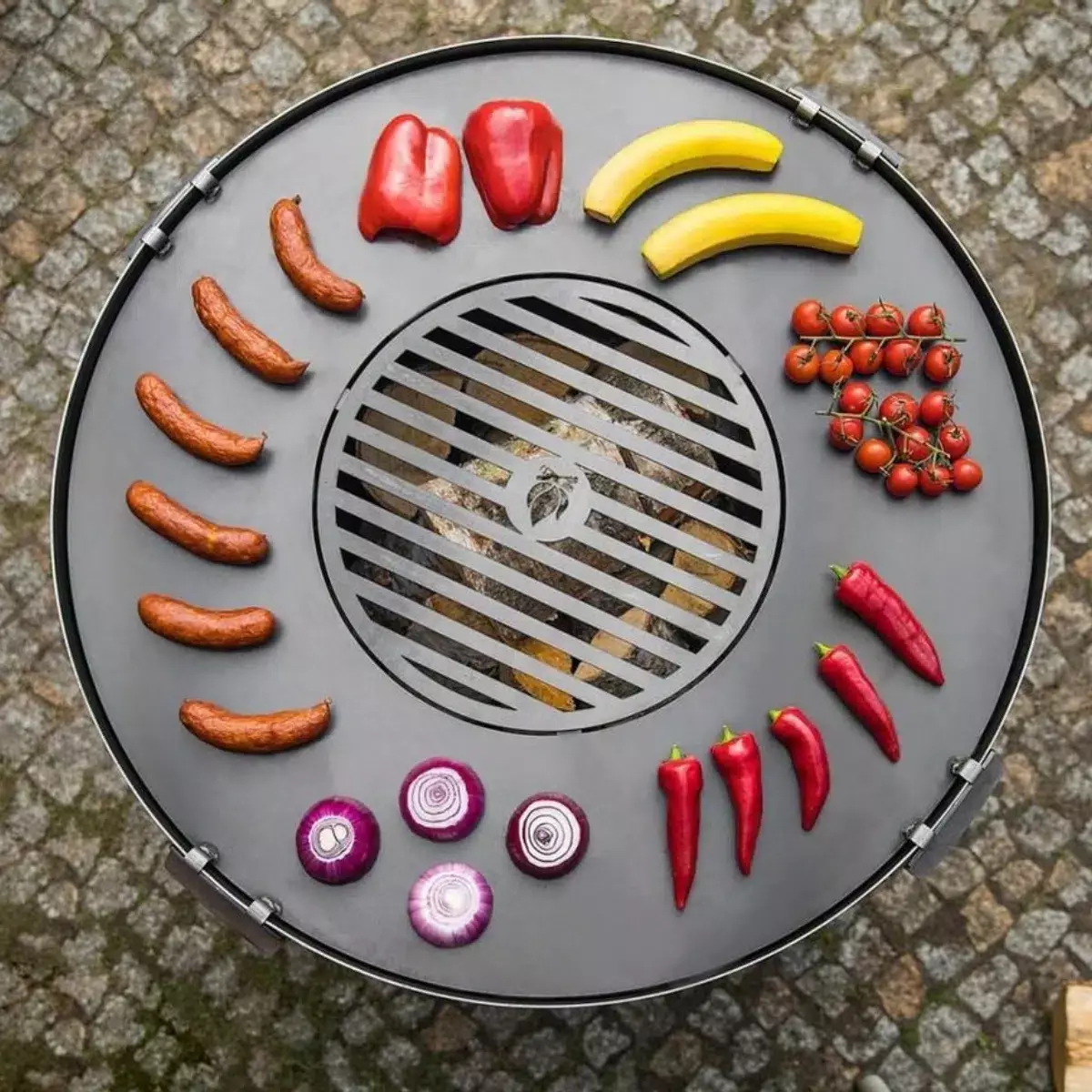 Grillplaat met Grillrooster met 4 handvatten - 82 cm 3 Grillplaat met Grillrooster met 4 handvatten - 82 cm