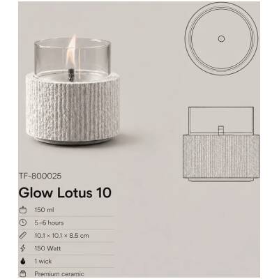 Glow Lotus 10 - tafelhaard uit beton - Tenderflame