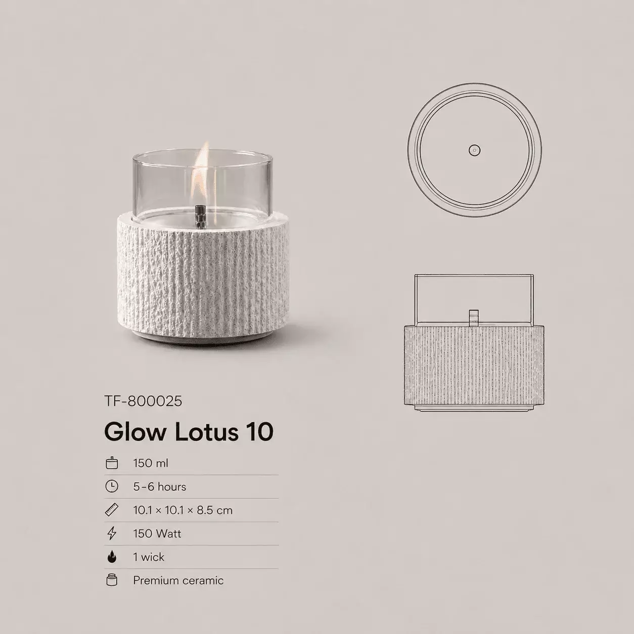 Glow Lotus 10 - tafelhaard uit beton - Tenderflame 3 Glow Lotus 10 - tafelhaard uit beton - Tenderflame