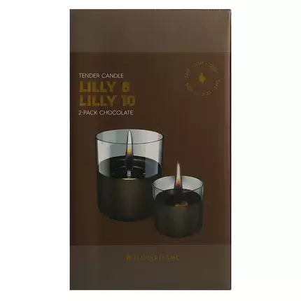 Lilly 8 en 10 set van 2 kaarsen - chocoladebruin - Tenderflame 3 Lilly 8 en 10 set van 2 kaarsen - chocoladebruin - Tenderflame