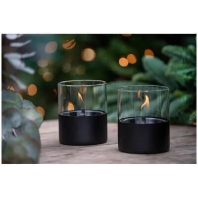 Tenderflame - Lilly 10 kaars uit glas zwart - Tafelhaard