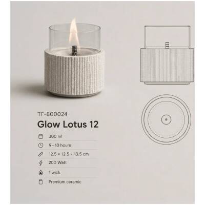 Glow Lotus 12 - beton - tafelhaard - Tenderflame