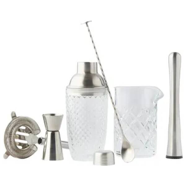 6-delige Cocktailset van Glas & RVS