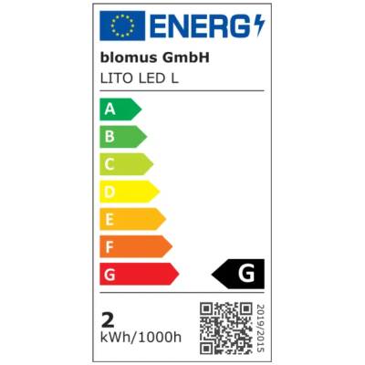 Blomus - Lito - Zwart - Herlaadbare LED lamp - Maat: L