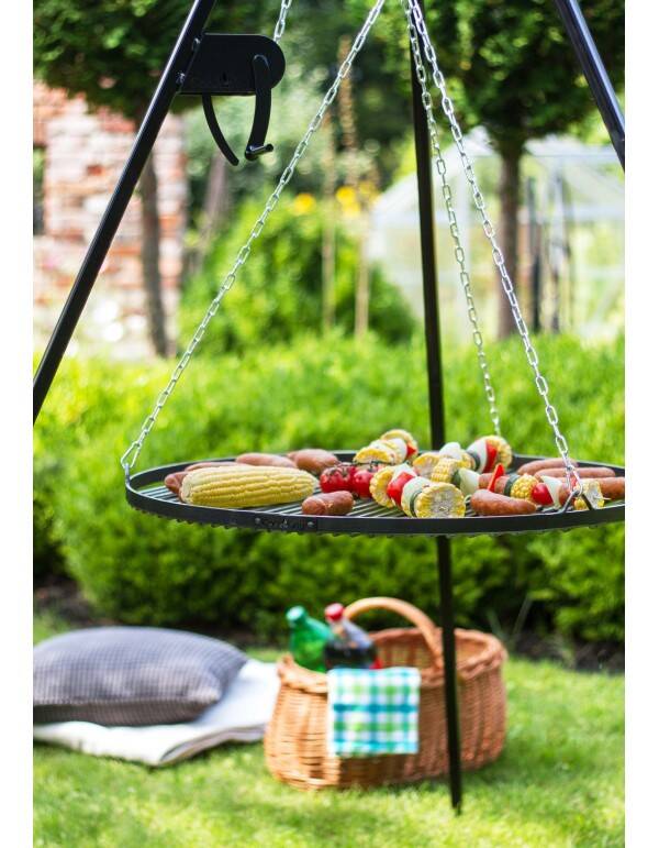 Driepoot BBQ 180 cm met RVS grilrooster 50 cm en katrol - CookKing 6 Driepoot BBQ 180 cm met RVS grilrooster 50 cm en katrol - CookKing