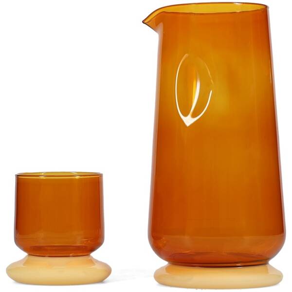 Keuken 7 ONA Karaf 140cl met drinkglas sunset amber Marlo | ONA