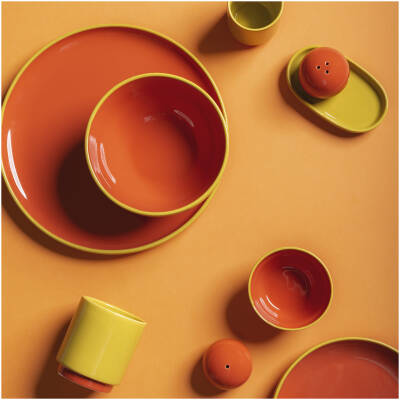 ONA Kom 15,5xH6,5cm oranje/groen Duo - detailfoto 2 | ONA