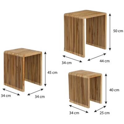 Yonker bijzettafels bruin – set van 3 - Mica Decorations