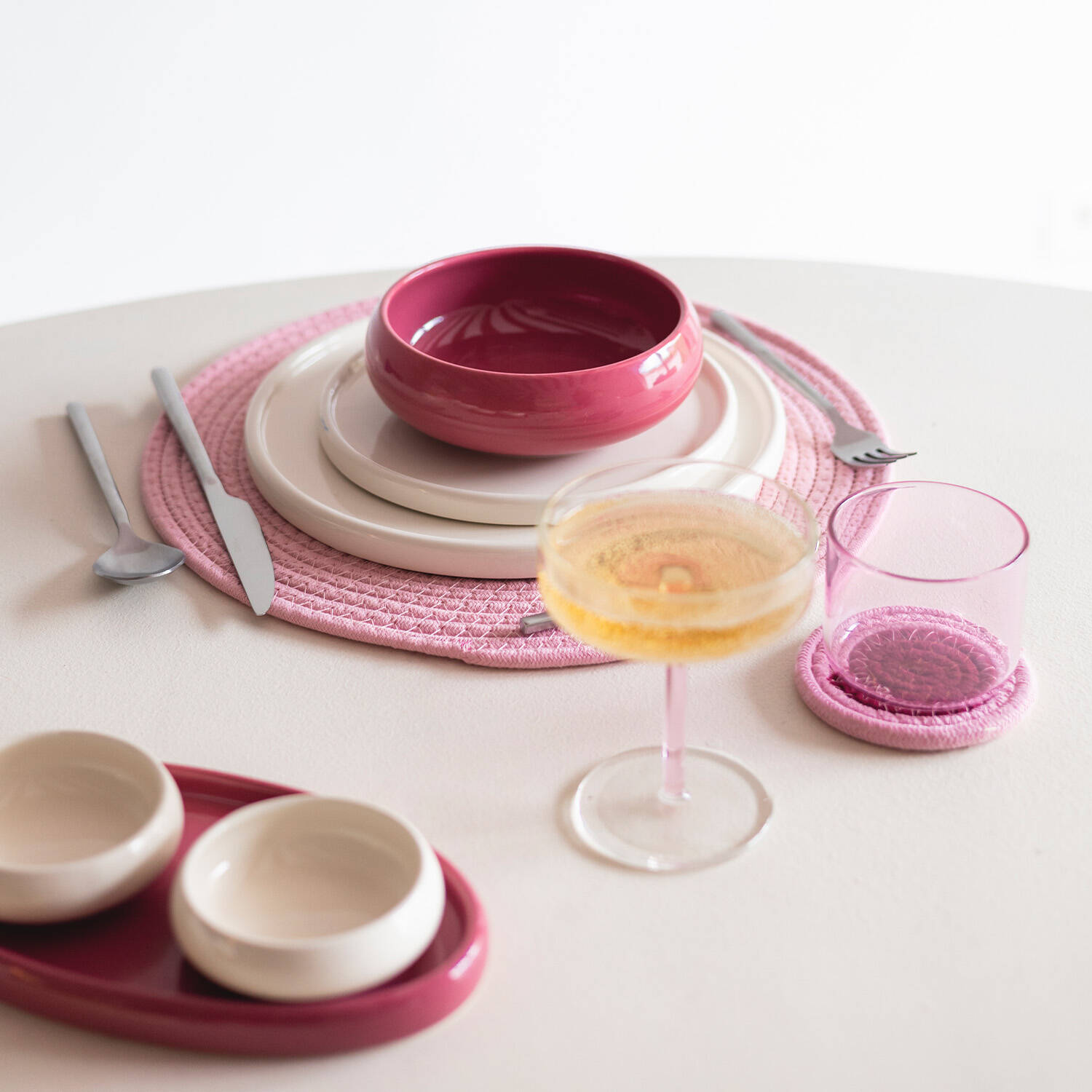 ONA Glasonderzetter 10cm blush pink Piff - Set van 4 3 ONA Glasonderzetter 10cm blush pink Piff - Set van 4 - detailfoto 2 | ONA