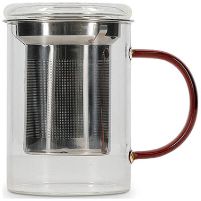 ONA Theebeker 43cl met filter en deksel amber Liv | ONA