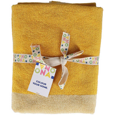 ONA Badhanddoek 50x100cm sunny yellow Pixie - Set van 2 - detailfoto 3 | ONA