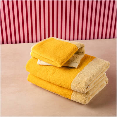 ONA Badhanddoek 50x100cm sunny yellow Pixie - Set van 2 - detailfoto 5 | ONA