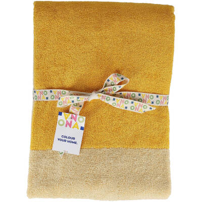ONA Badhanddoek 70x140cm sunny yellow Pixie - Set van 2 - detailfoto 3 | ONA