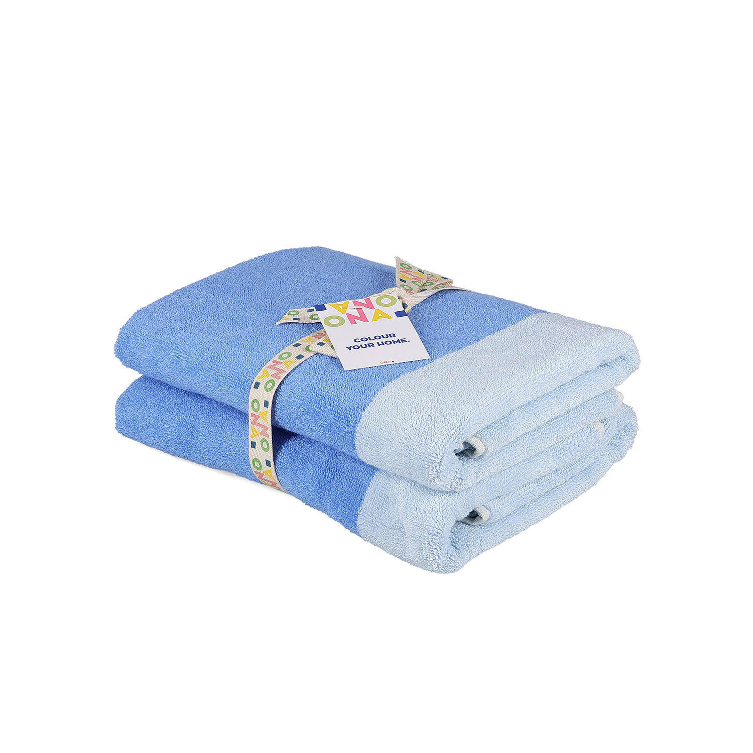 ONA Badhanddoek 50x100cm ocean blue Pixie - Set van 2 2 ONA Badhanddoek 50x100cm ocean blue Pixie - Set van 2 - detailfoto 1 | ONA