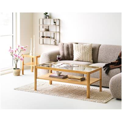 Lourmarin salontafel eiken en glas -110x60x45 cm - House Nordic