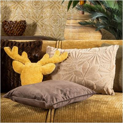 Dutch Decor - Jurre sierkussen - Bladmotief - Beige - 40x60 cm
