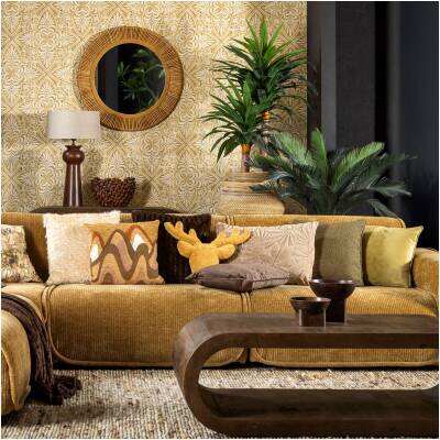 Dutch Decor - Jurre sierkussen - Bladmotief - Beige - 40x60 cm