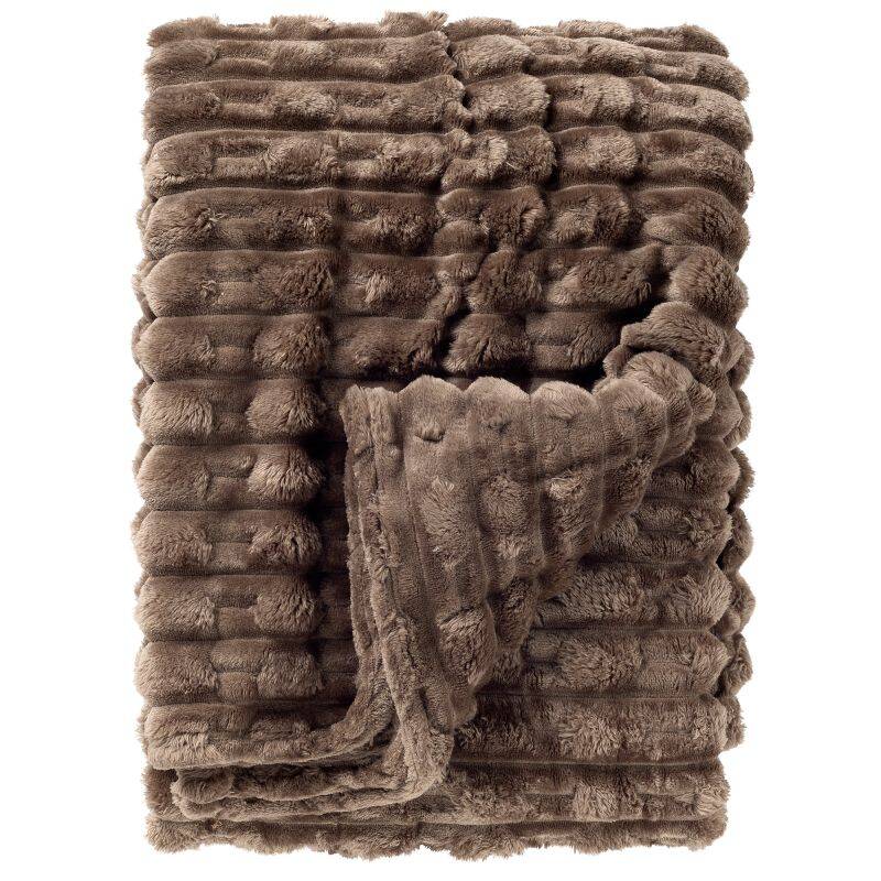 Dutch Decor Lucas plaid - bontlook taupe - 150x200cm 1 Dutch Decor Lucas plaid - bontlook taupe - 150x200cm