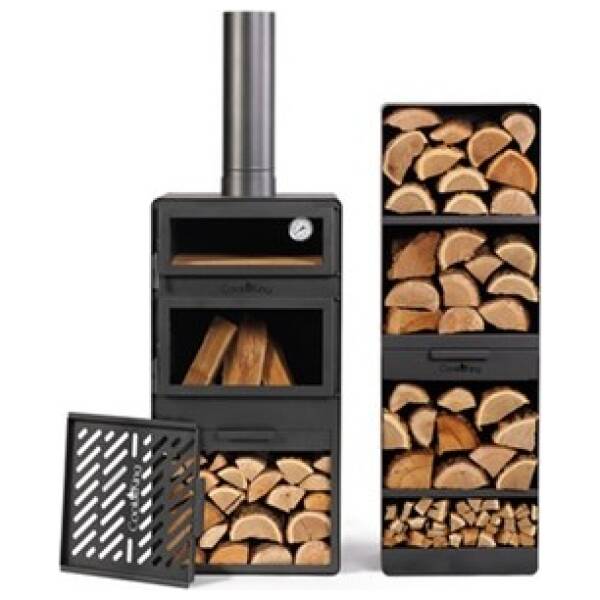 CookKing SET: VENTO buitenhaard + Brandhoutrek 120x40x30cm + gril 43x42 cm