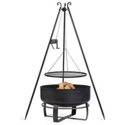 CookKing Set: Viking XXL 80 cm – Vuurschaal met 180 cm Driepoot BBQ en RVS Grillrooster Ø70 cm