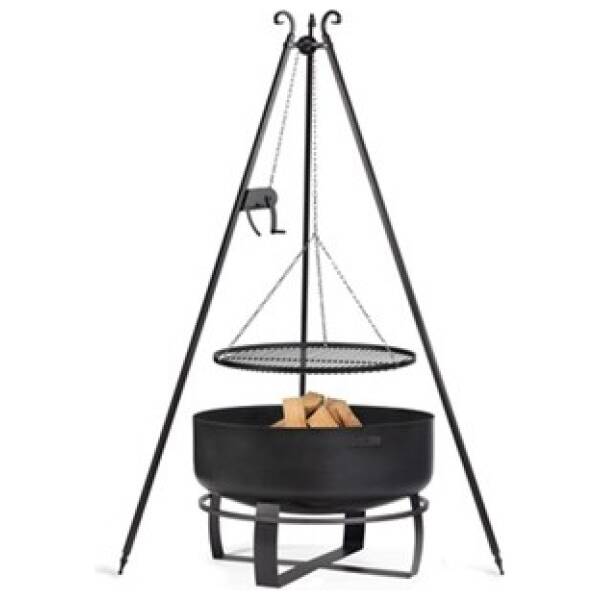 CookKing Set: Viking XXL 80 cm – Vuurschaal met 180 cm Driepoot BBQ en RVS Grillrooster Ø70 cm