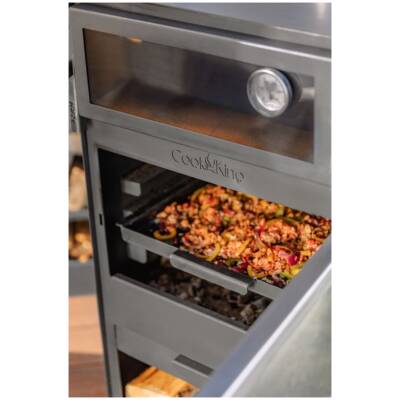 CookKing SET: VENTO buitenhaard + Brandhoutrek 120x40x30cm + gril 43x42 cm