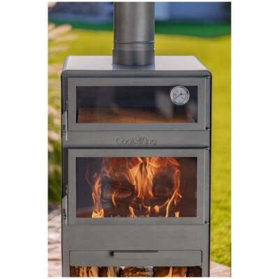CookKing SET: VENTO buitenhaard + Brandhoutrek 120x40x30cm + gril 43x42 cm
