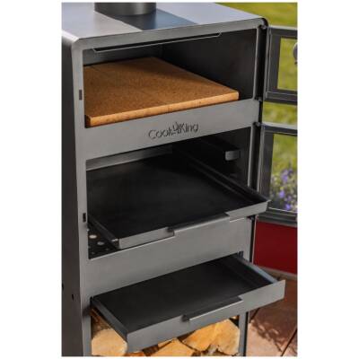CookKing SET: VENTO buitenhaard + Brandhoutrek 120x40x30cm + gril 43x42 cm