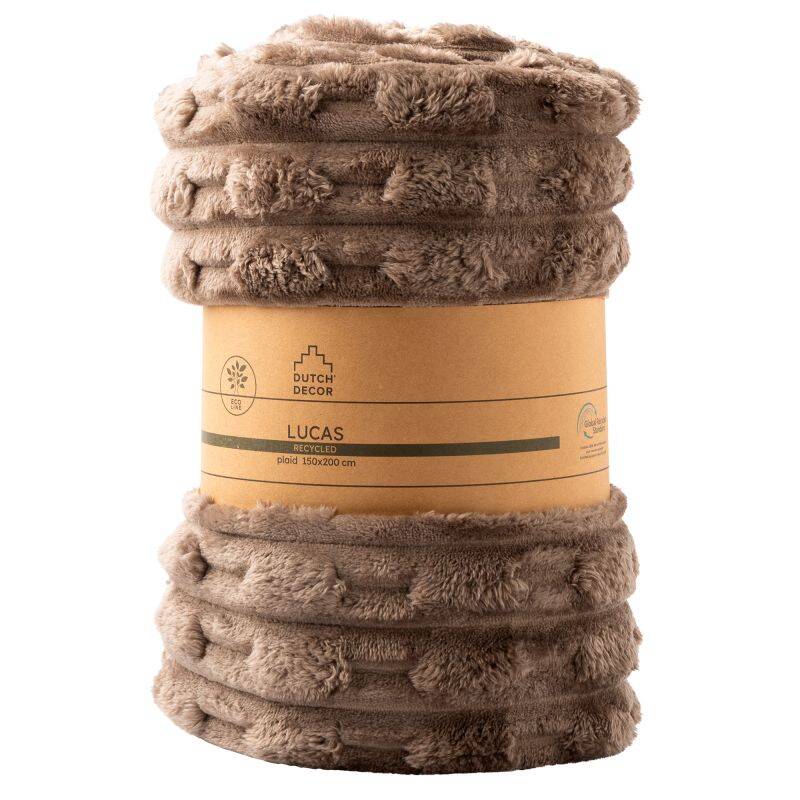 Dutch Decor Lucas plaid - bontlook taupe - 150x200cm 2 Dutch Decor Lucas plaid - bontlook taupe - 150x200cm