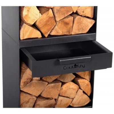 CookKing SET: VENTO buitenhaard + Brandhoutrek 120x40x30cm + gril 43x42 cm