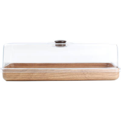 BonBistro Serveerschaal 39x16cm met stolp bruin Buffet | BonBistro