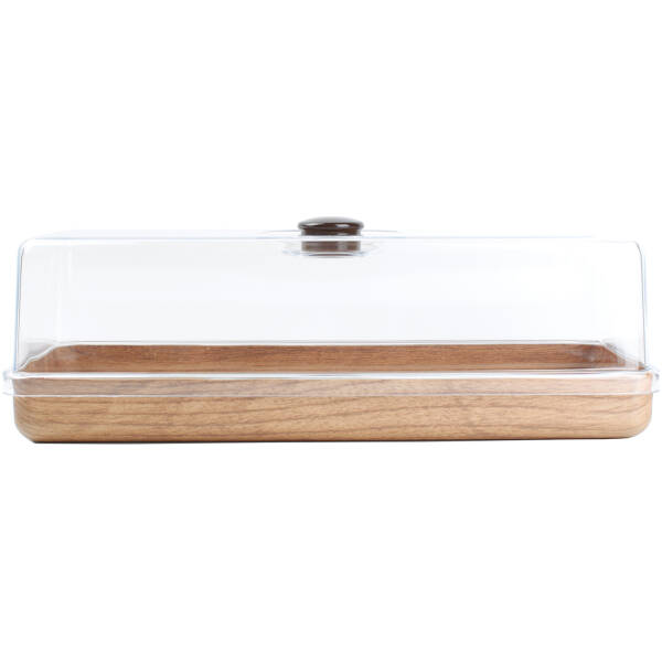 Keuken 30 BonBistro Serveerschaal 39x16cm met stolp bruin Buffet | BonBistro