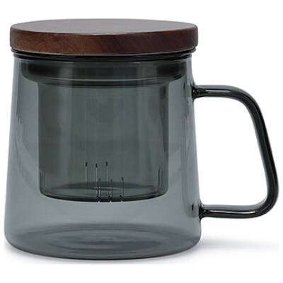 S|P Collection Beker 37cl met glazen filter en deksel grijs Luma | S|P Collection