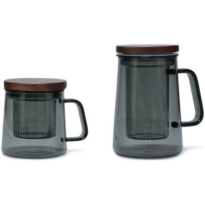 S|P Collection Beker 37cl met glazen filter en deksel grijs Luma