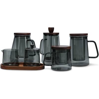 S|P Collection Koffiepot 35cl met glazen filter en deksel grijs Luma
