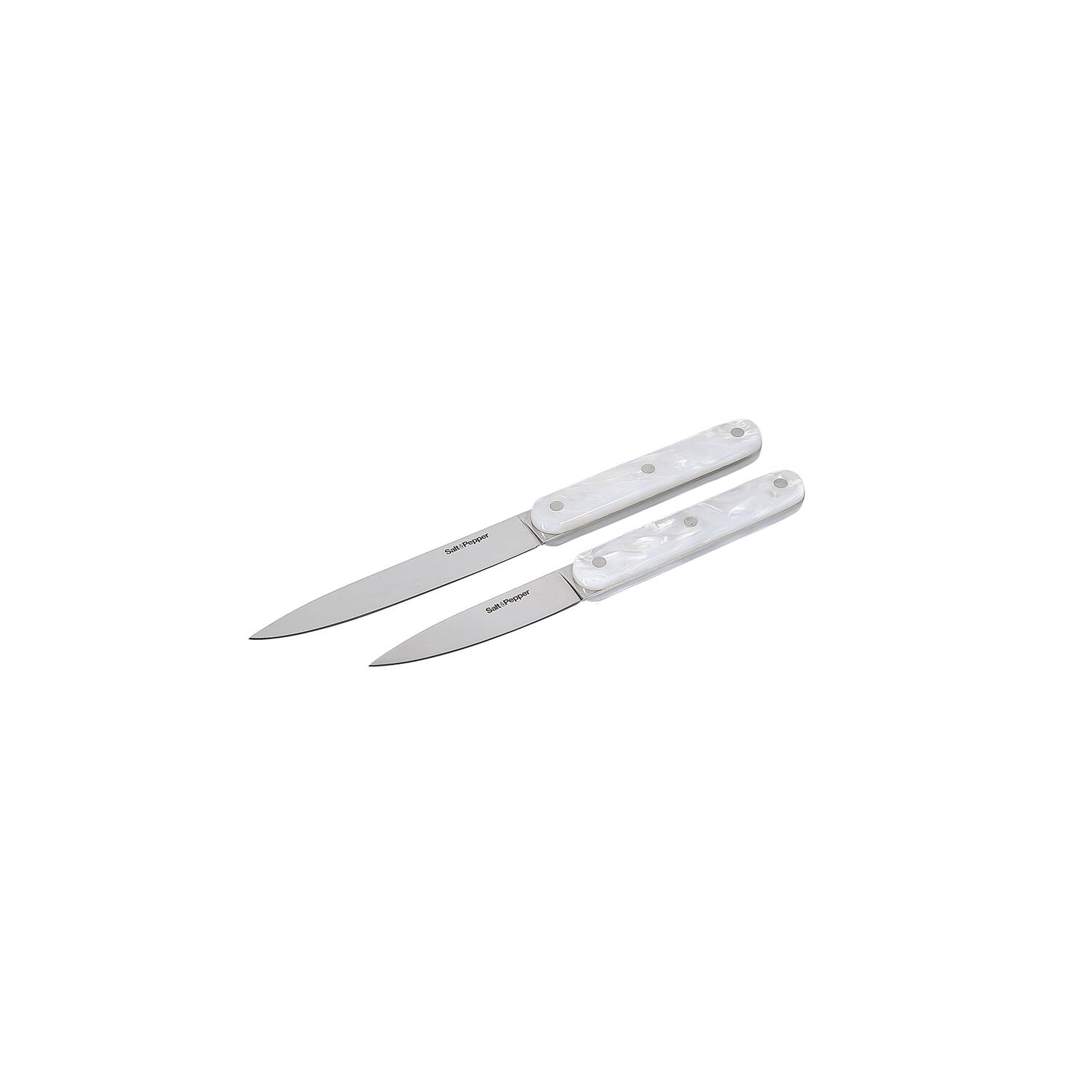 Salt & Pepper Messenset 2-delig parelmoerlook wit Chop 1 Salt & Pepper Messenset 2-delig parelmoerlook wit Chop | Salt & Pepper