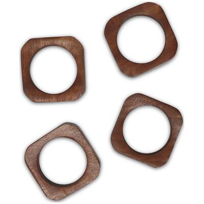 S|P Collection Servetring 4,5x4,5cm vierkant hout Moku - set/4