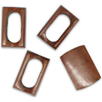 S|P Collection Servetring 5,5x4cm rechthoekig hout Moku - set/4