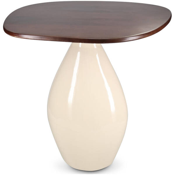 S|P Collection - Bijzettafel 50x36xH50cm met houten blad ivory Mio