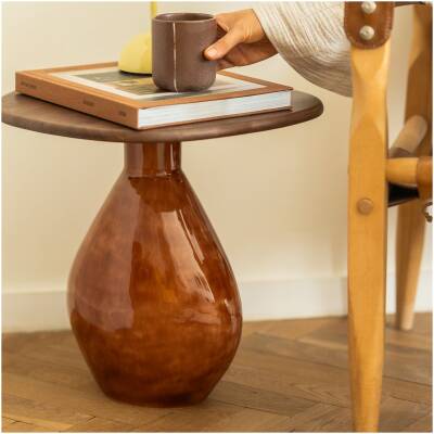 S|P Collection - Bijzettafel - 41x36xH40cm - houten blad red clay
